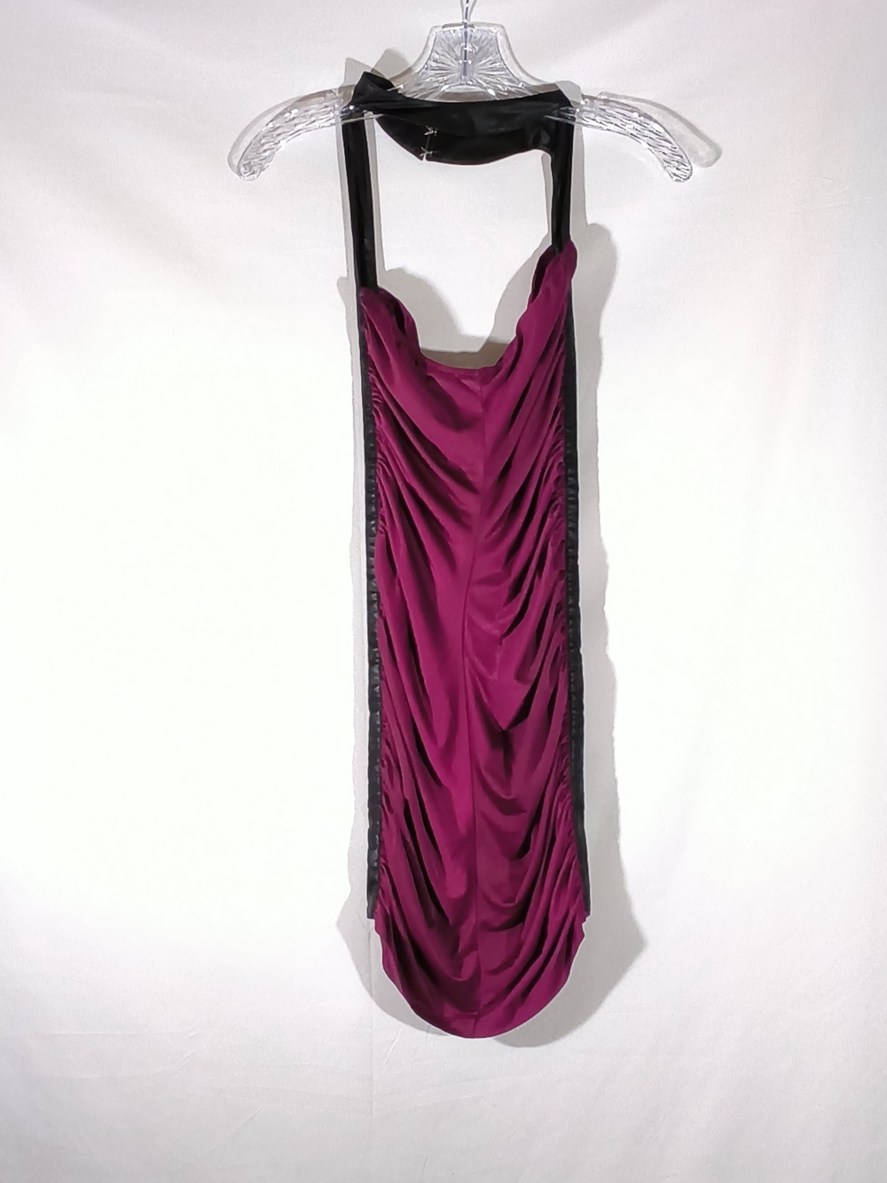 Blq.mkt (blaquemarket) Ruched Halter Dress with Faux Leather Trim